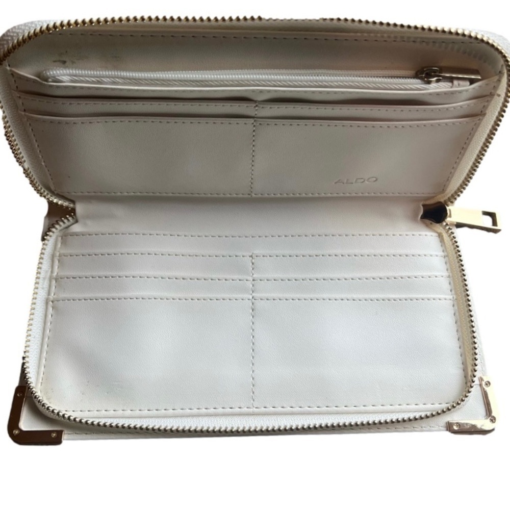 Aldo White Laser-Cut Clutch with Gold Corner Accent - Picture 7 of 14
